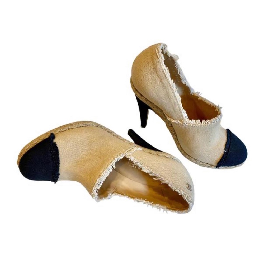 CHANEL Canvas Cap Toe Espadrille Booties (39.5) - Picture 3 of 14